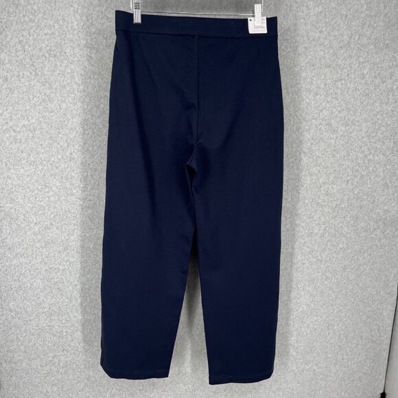 Gloria Vanderbilt Wide Leg Point Crop Pant Size M Navy Blue Pull On Pockets NEW - Picture 4 of 14